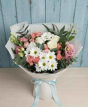 Букет цветов из:  Розы, Лизиантусы и Хризантемы в Туринске