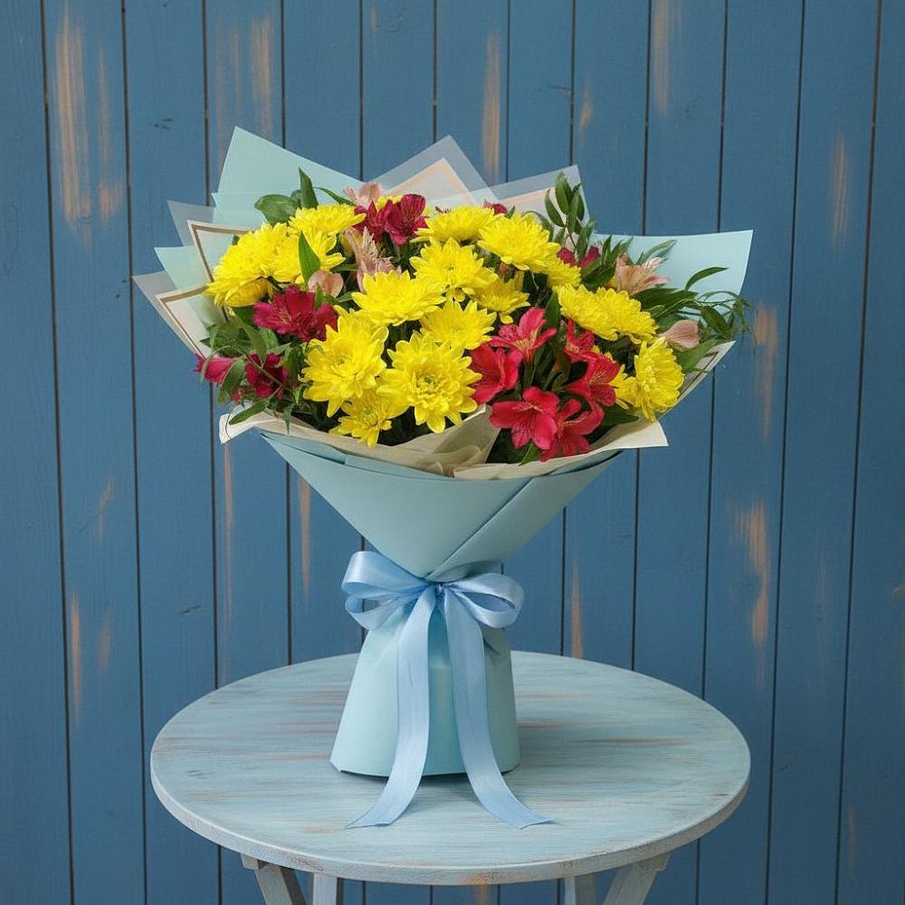 Букет цветов из: Альстромерии и Хризантемы в Туринске