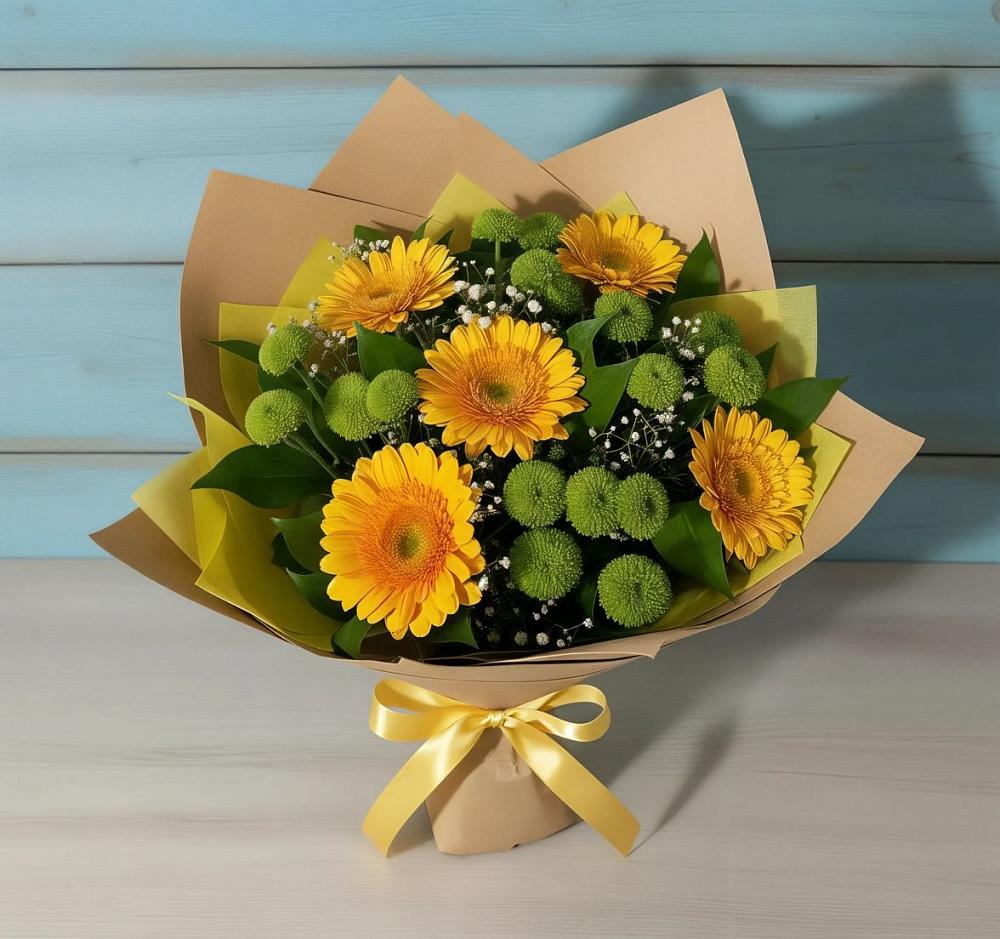 Букет цветов из: Герберы и Хризантемы в Туринске