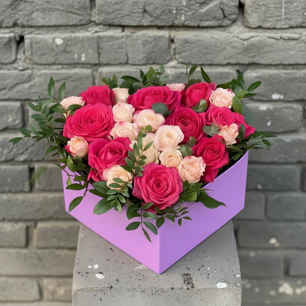 Цветочная композиция из Розы в коробке в Туринске