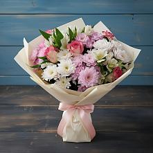 Букет цветов из:  Хризантемы, Альстромерии и Розы в Туринске