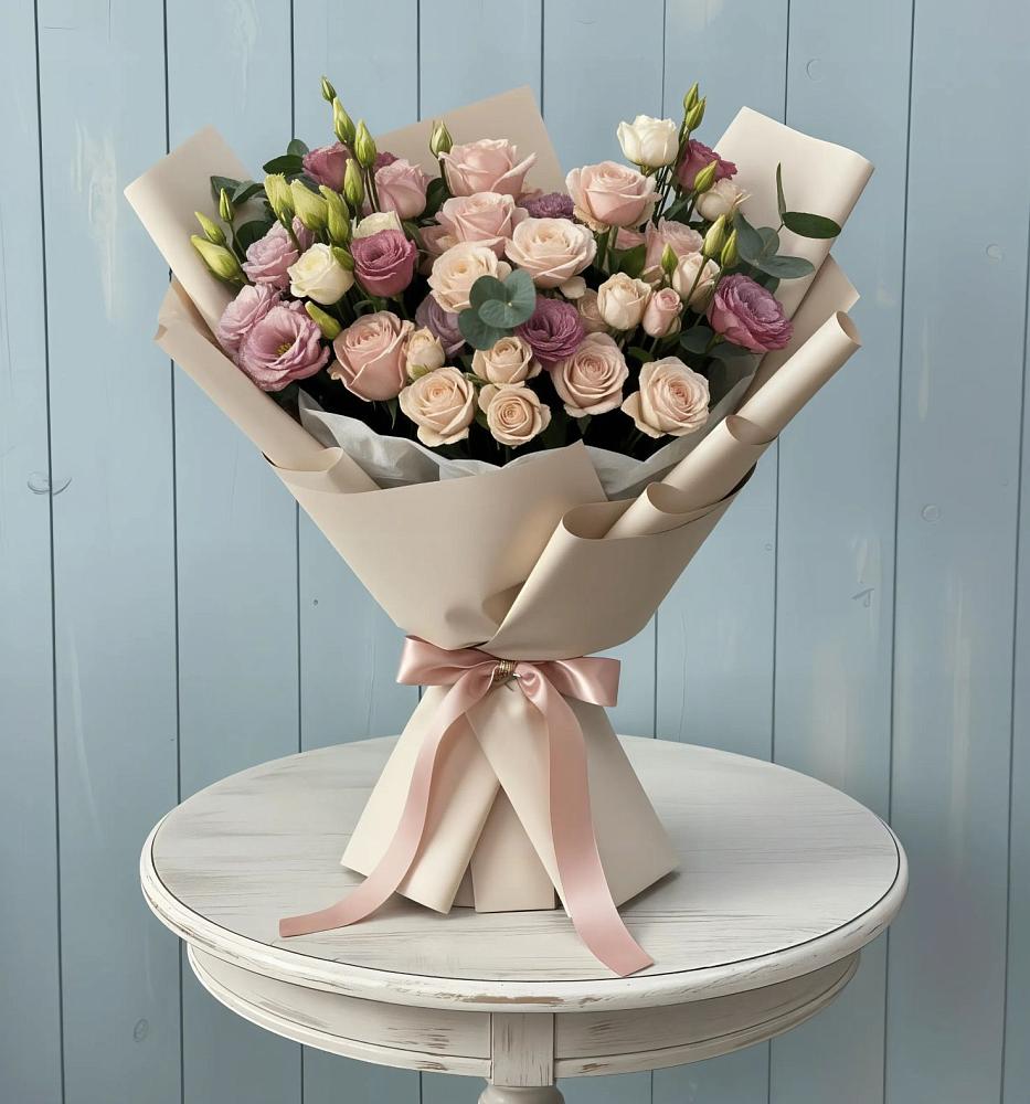 Букет цветов из: Розы и Лизиантусы в Туринске