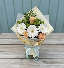 Букет цветов из:  Герберы, Розы и Хризантемы #REPLACE_PRED# Туринске