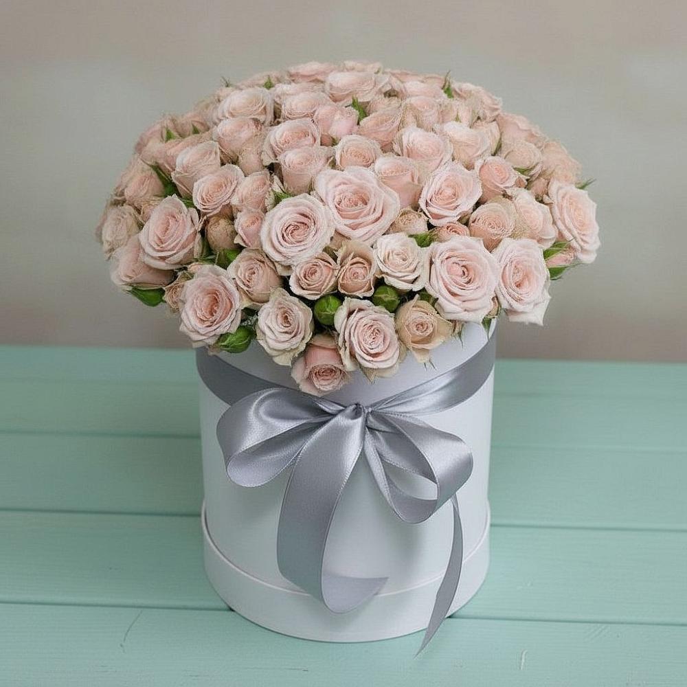 Цветочная композиция из Розы в шляпной коробке в Туринске